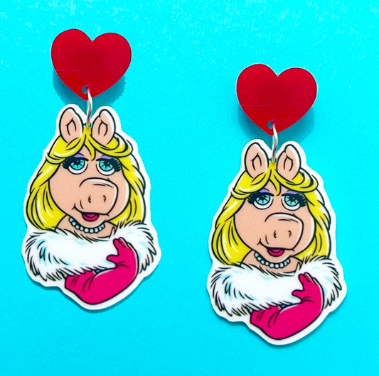 Retro Piggy Drop Earrings