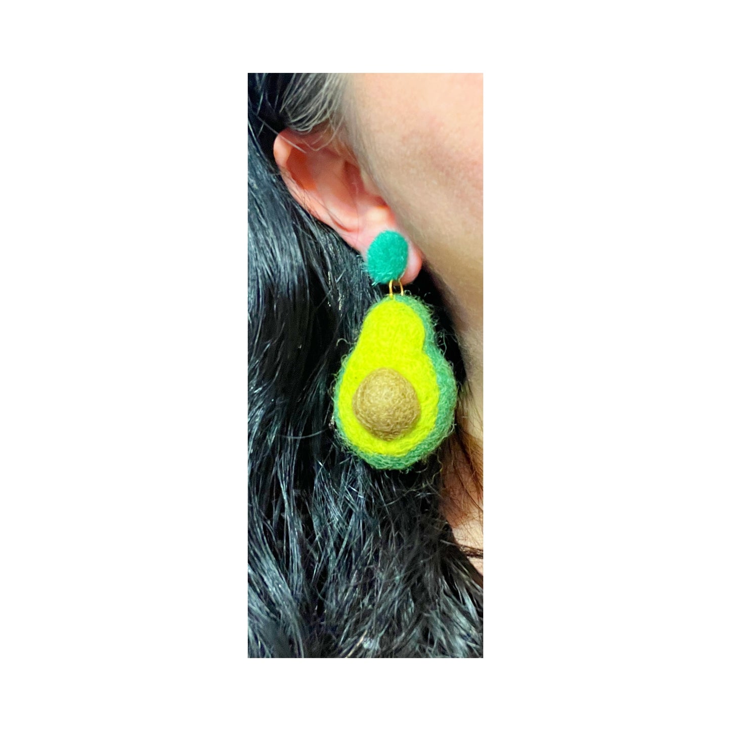 Avocado Wool Felt Drop Earrings