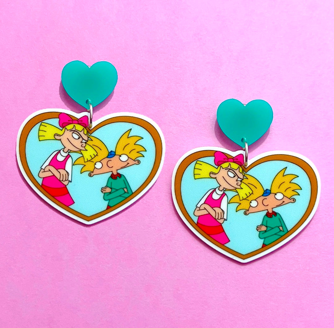 Arnold & Helga Heart Acrylic Drop Earrings