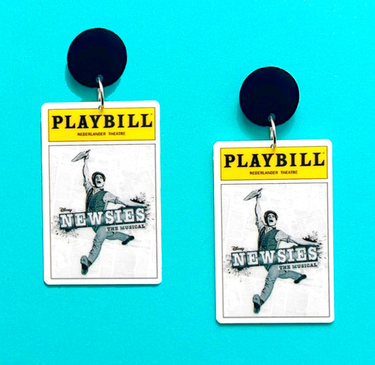 Newsies Playbill Acrylic Drop Earrings