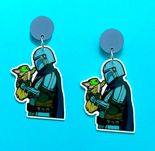 Mando & Child Acrylic Drop Earrings