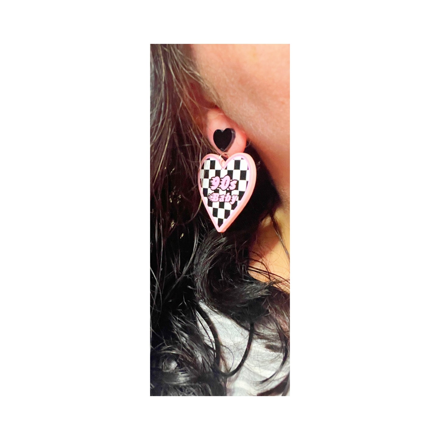 90s Baby Heart Acrylic Drop Earrings