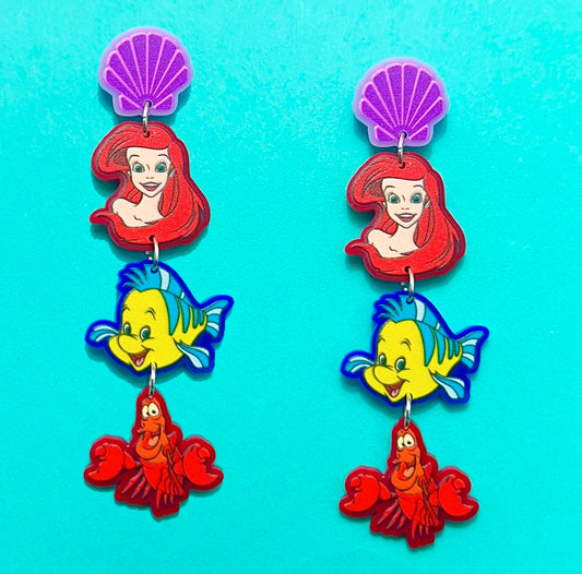 Ariel & Friends Acrylic Drop Earrings