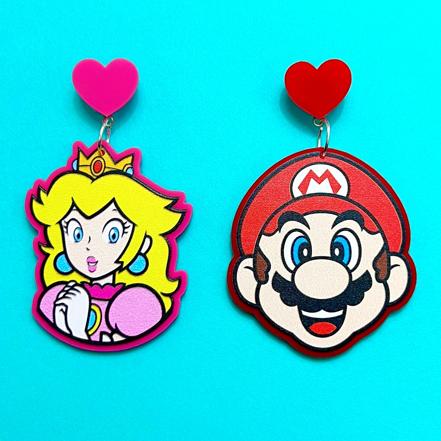 Mario & Peach Acrylic Drop Earrings