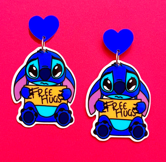 Free Hugs Stitch Acrylic Drop Earrings