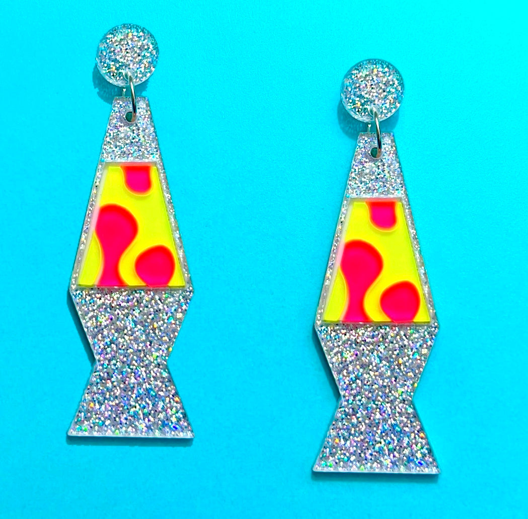 Lava Lamp Sparkle Acrylic Drop Earrings