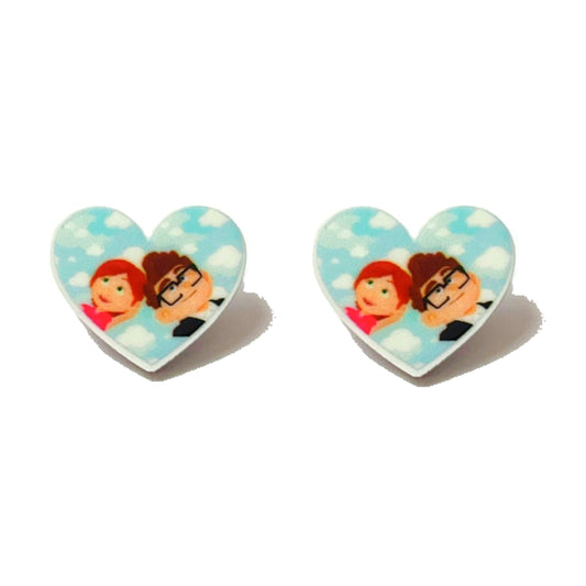 Carl & Ellie Heart Acrylic Post Earrings