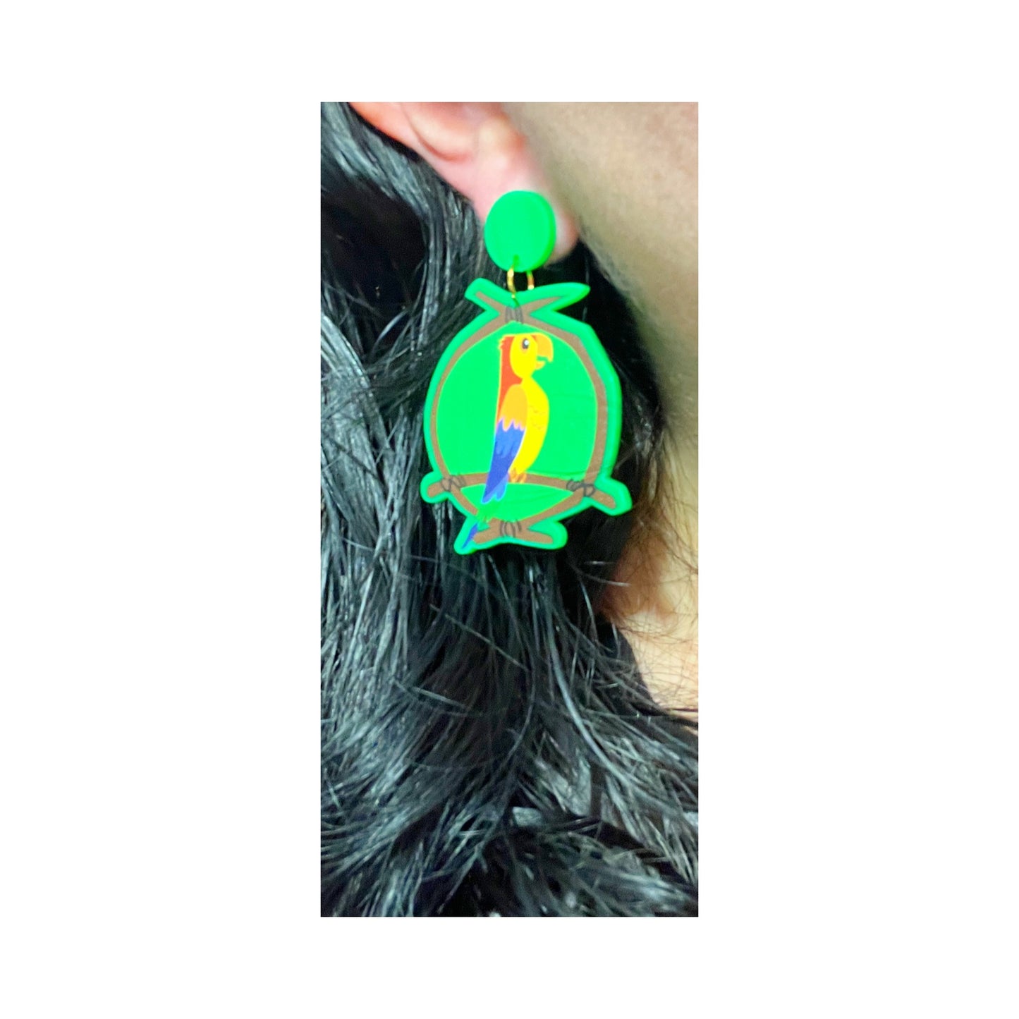 Tiki Bird Acrylic Drop Earrings