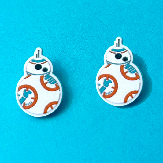 Orange Droid Post Earrings