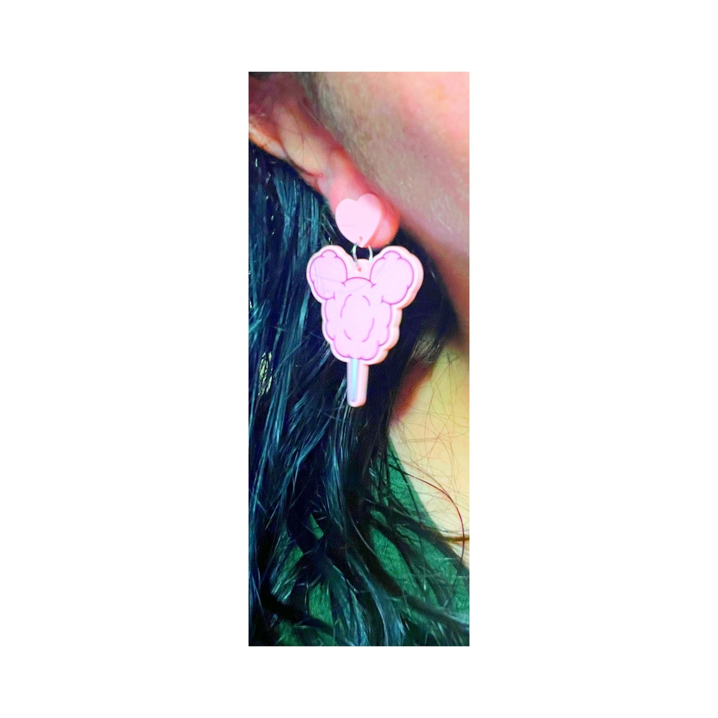 Mouse Cotton Candy Drop Earrings