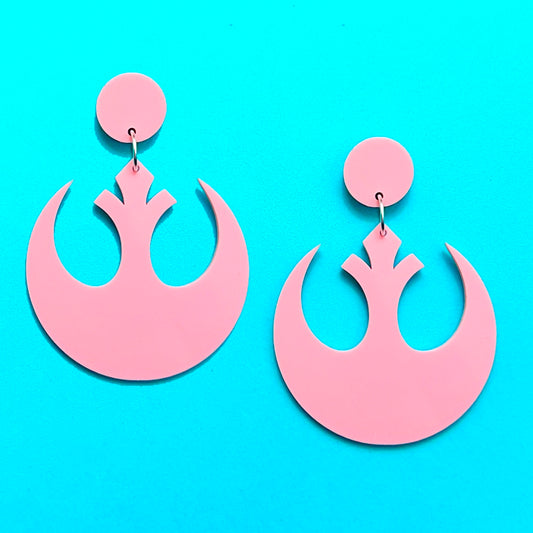 Pastel Pink Rebel Alliance Acrylic Drop Earrings