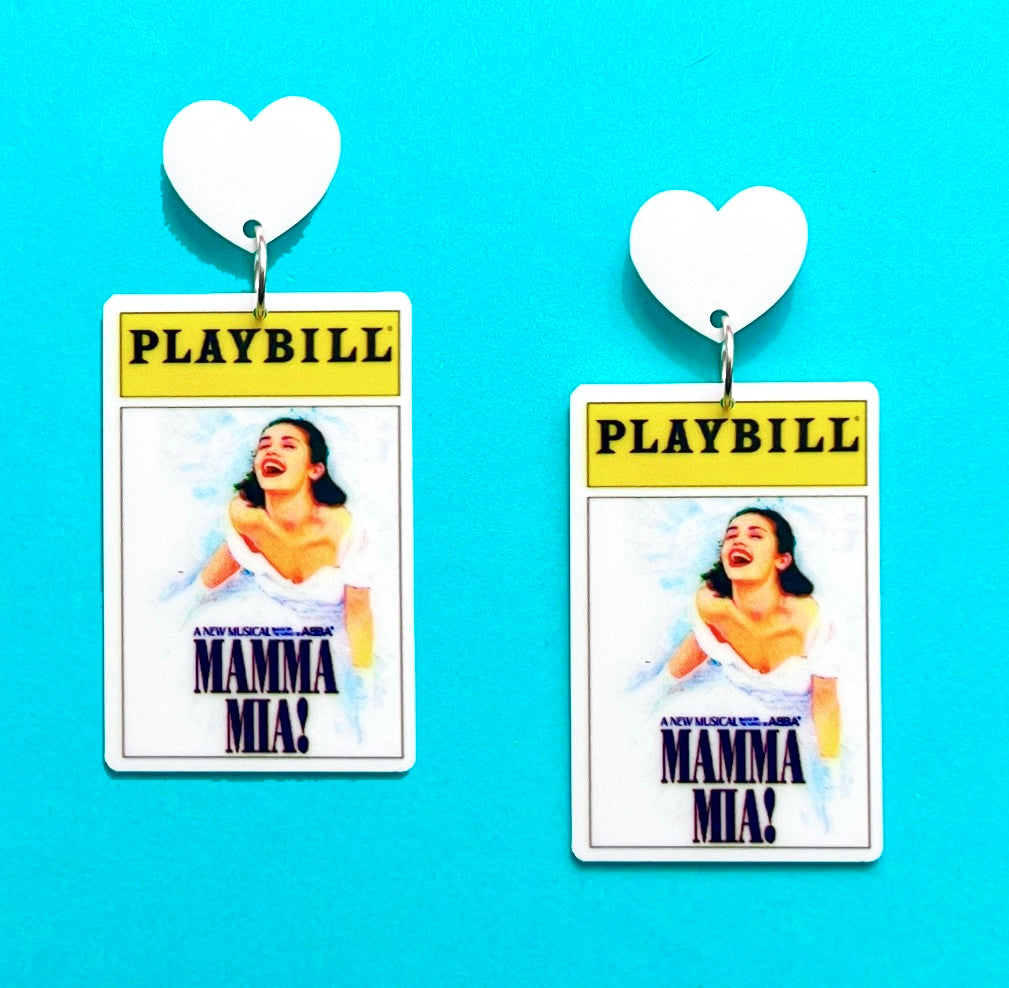 Mamma Mia Playbill Acrylic Drop Earrings