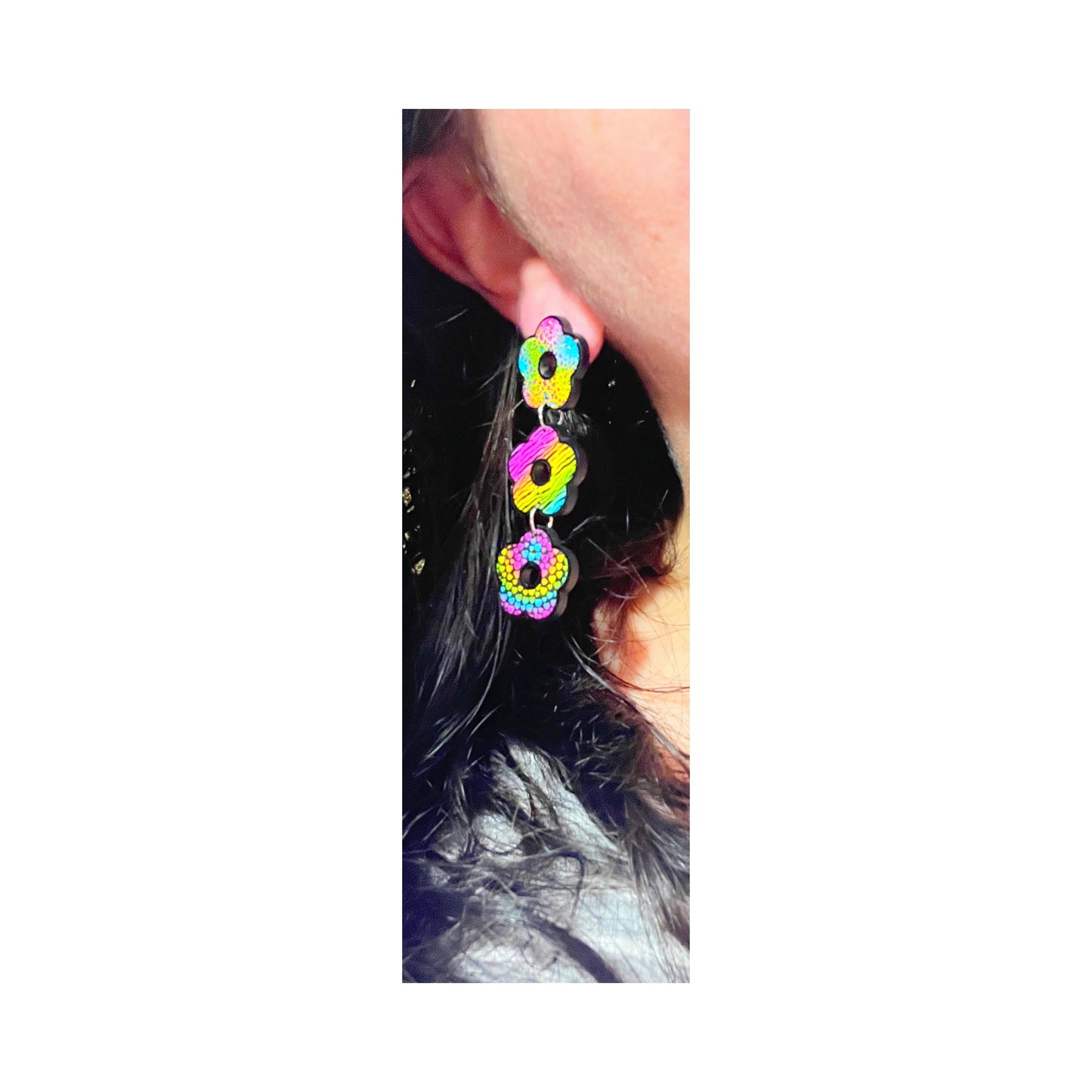 90s Neon Tiered Flower Acrylic Drop Earrings
