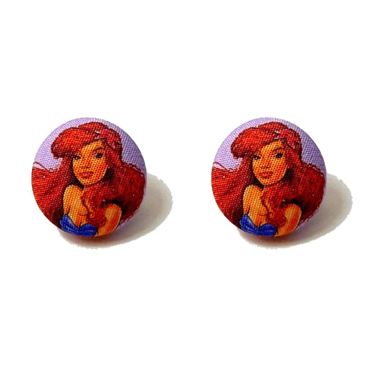 Ariel Live Action Fabric Button Earrings