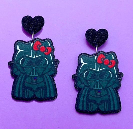 Darth Kitty Acrylic Drop Earrings