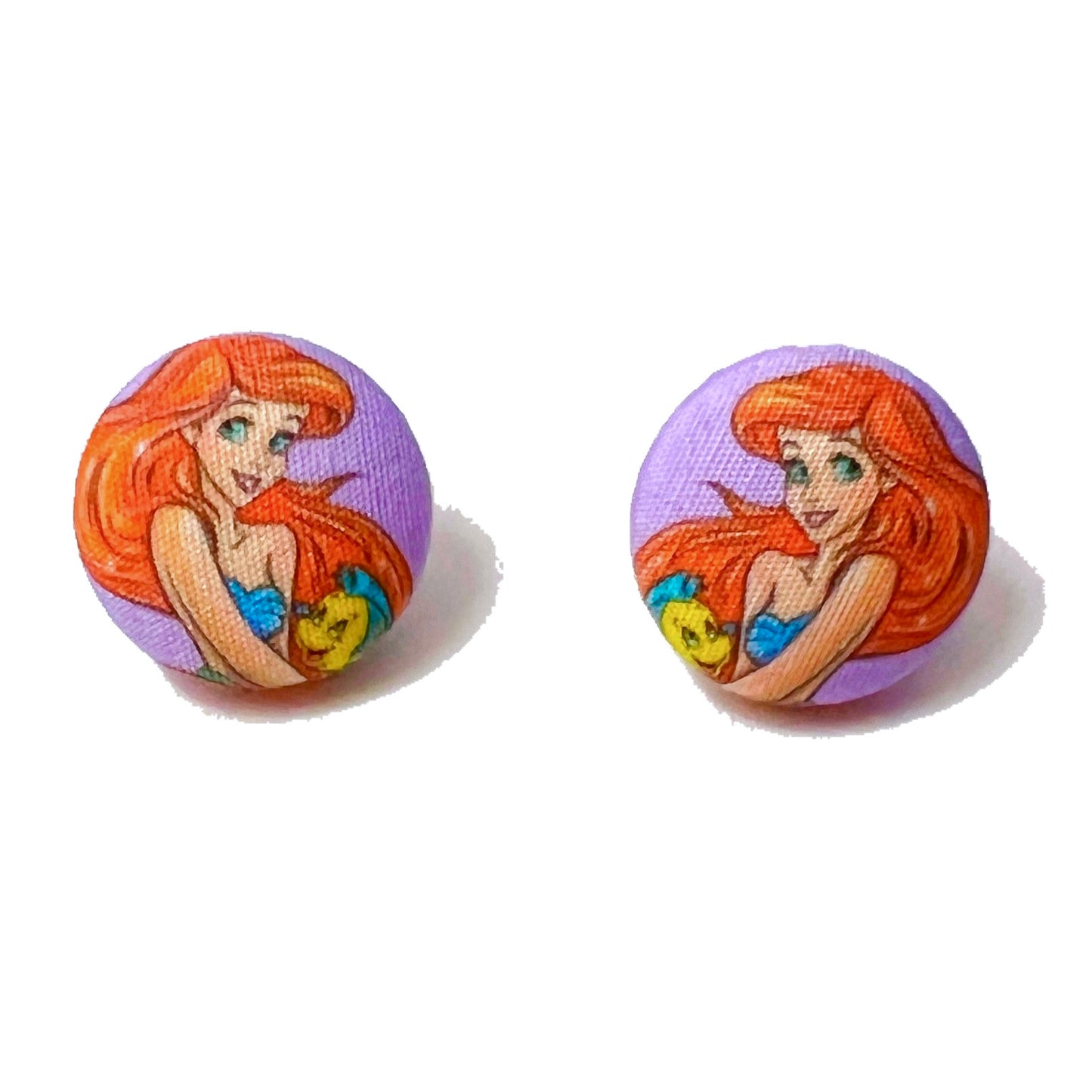 Mermaid & Guppy Fabric Button Earrings