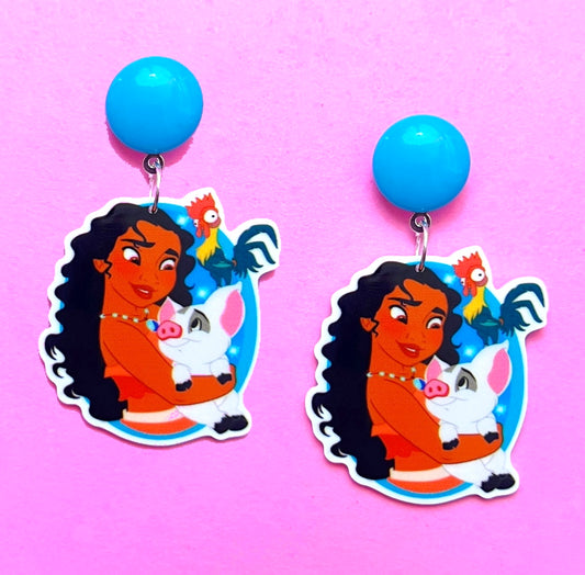 Moana & Friends Acrylic Drop Earrings