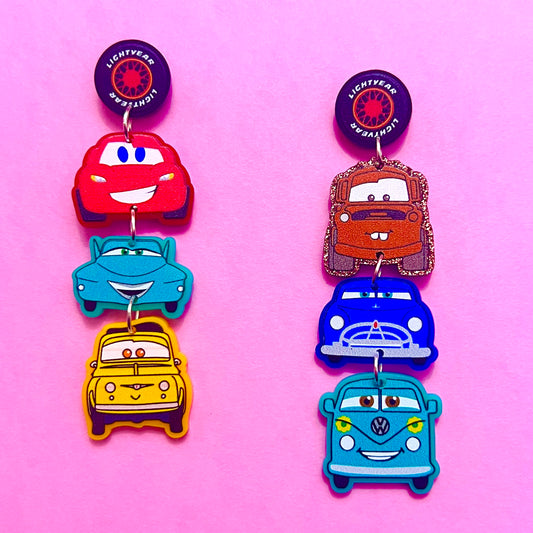 Cars Tiered Acrylic Drop Earrings