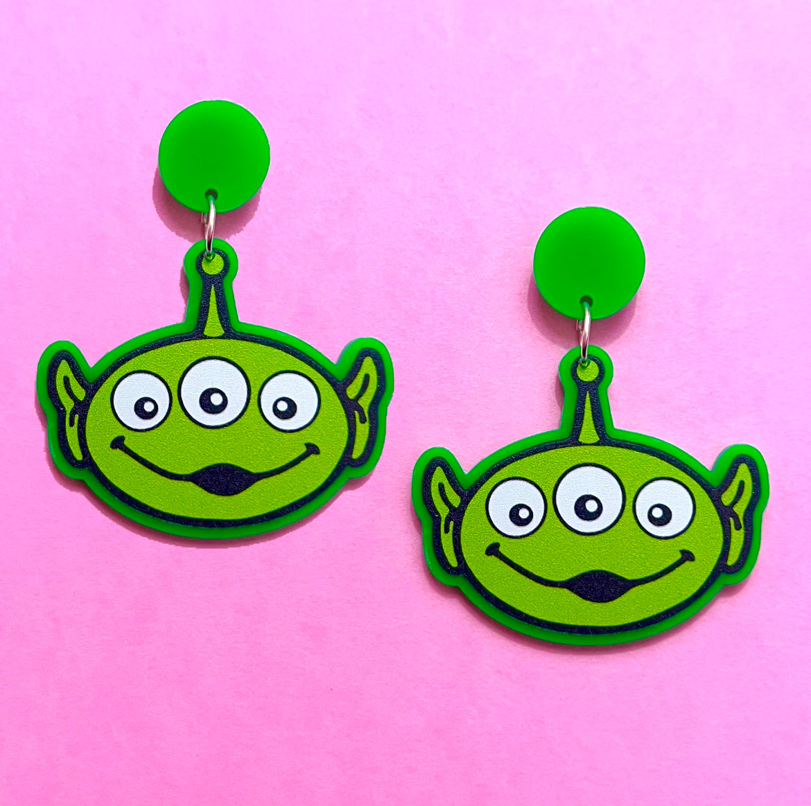 Alien Toy Head Acrylic Drop Earrings