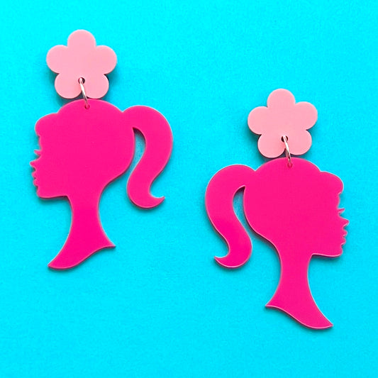 Flower Power Doll Silhouette Drop Earrings