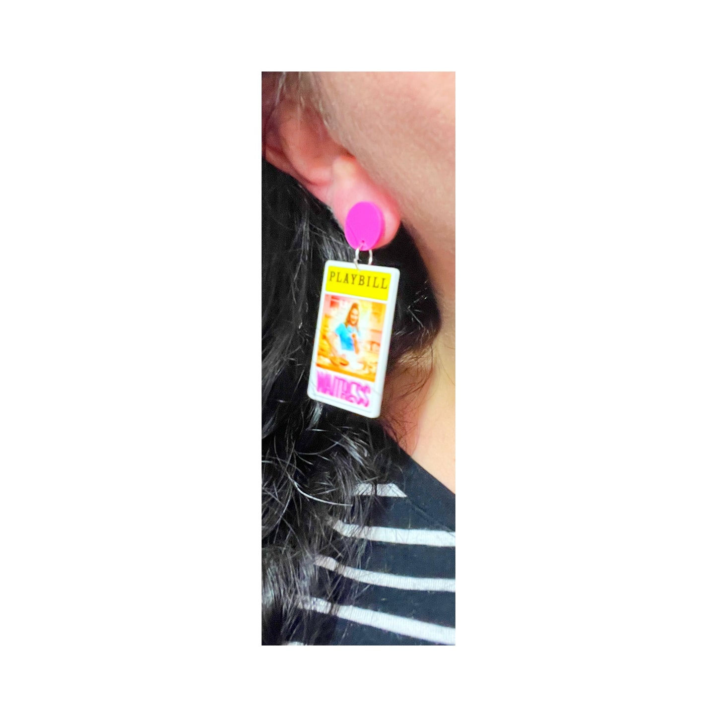 Waitress Playbill Acrylic Drop Earrings