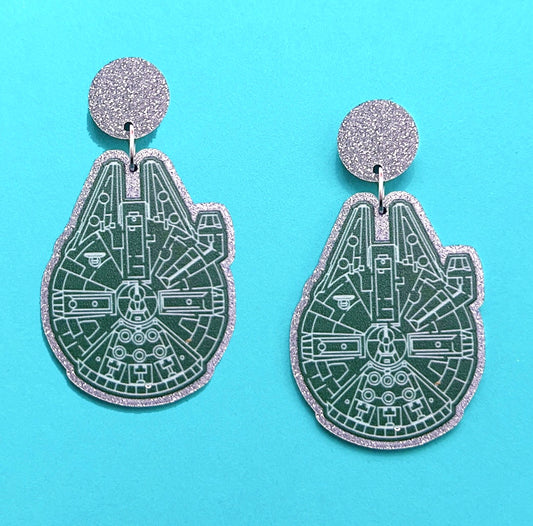 Millennium Falcon Acrylic Drop Earrings