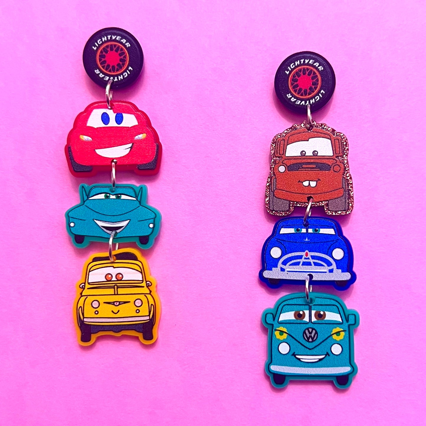 Cars Tiered Acrylic Drop Earrings