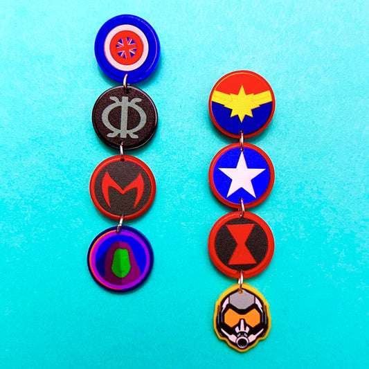 Female Superhero Squad Tiered Drop Earrings