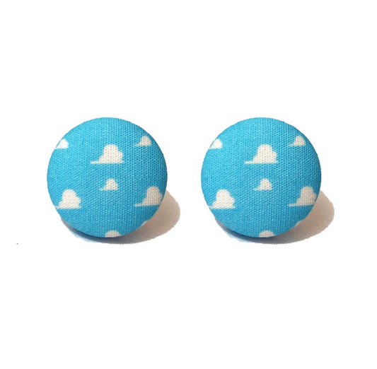 Cloud Wallpaper Fabric Button Earrings