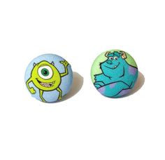 Monster Pals Fabric Button Earrings