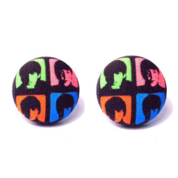 The Fab Four Fabric Button Earrings