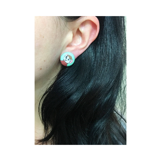 Bernard & Bianca Fabric Button Earrings