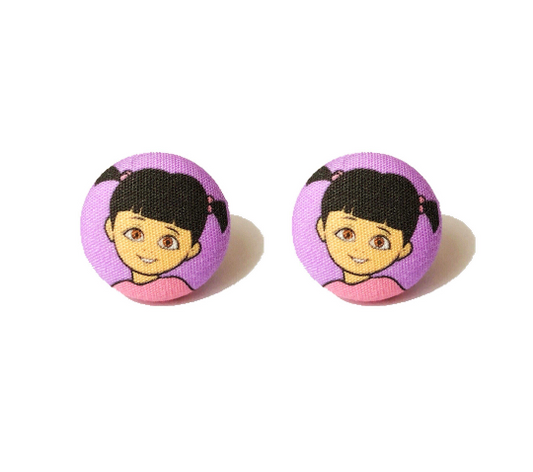 Boo Fabric Button Earrings