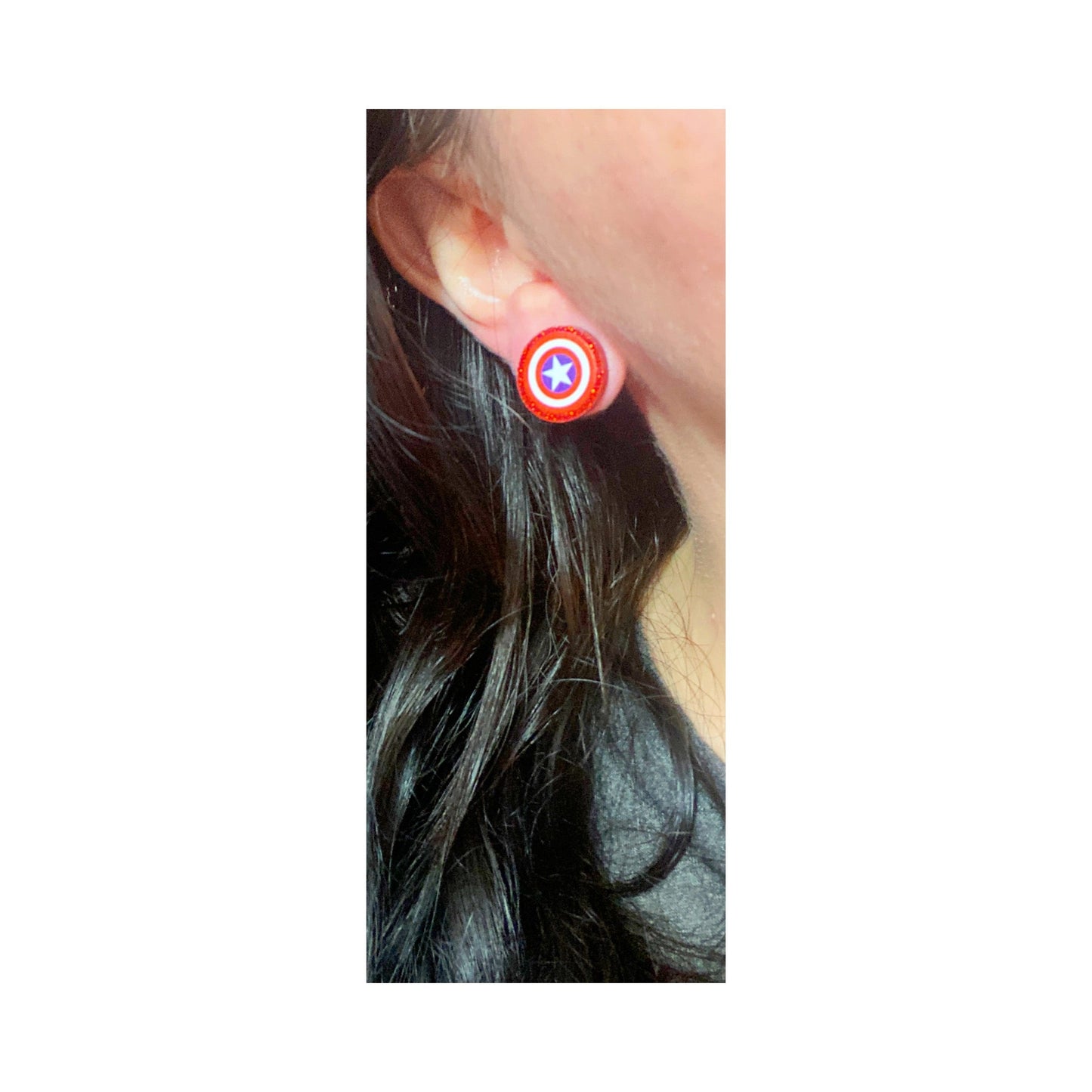 America Shield Fabric Button Earrings