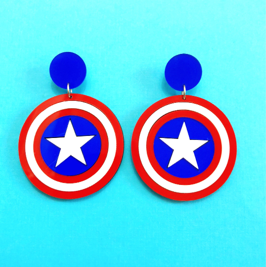 America Shield Acrylic Drop Earrings