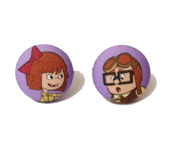 Adventure is Out There Carl & Ellie Fabric Button Earrings