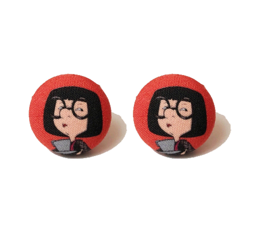 No Capes! Fabric Button Earrings
