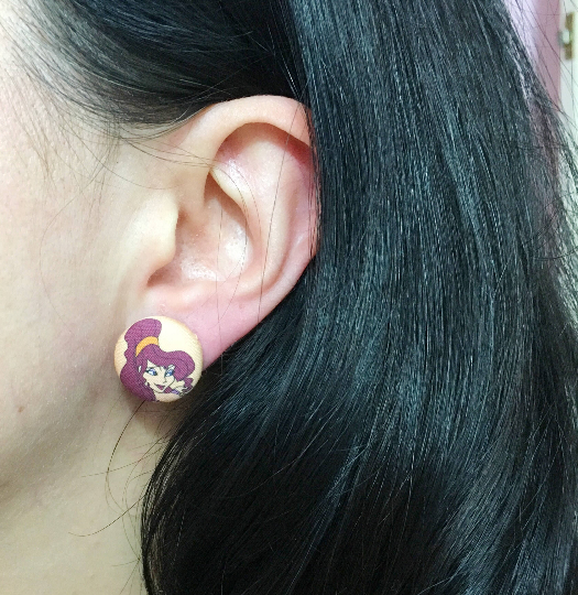 Won't Say I'm In Love Fabric Button Earrings