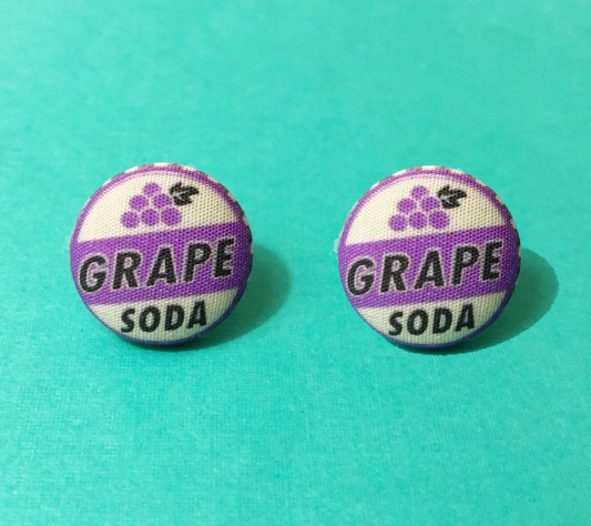 Grape Soda Fabric Button Earrings