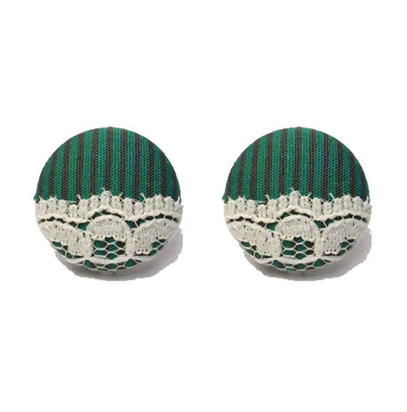 Spooky Mansion Maid Fabric Button Earrings