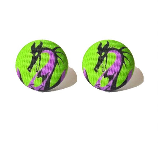 Villain Dragon Fabric Button Earrings