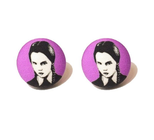 Wednesday Fabric Button Earrings