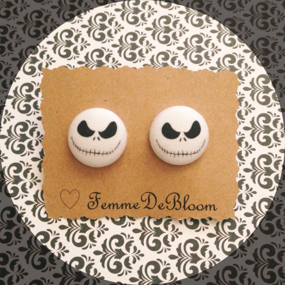 Jack Head Fabric Button Earrings