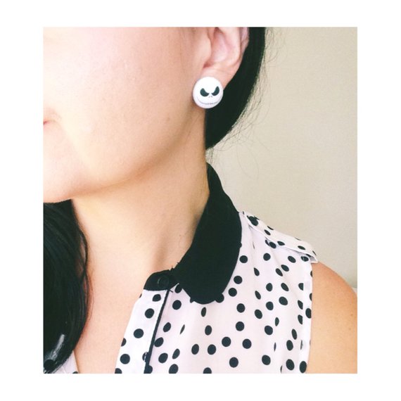 Jack Head Fabric Button Earrings