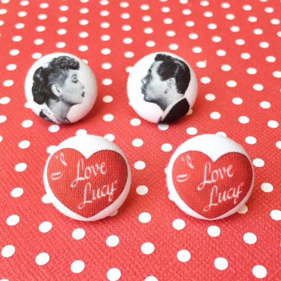 Lucy Love Inspired Fabric Button Earring Set