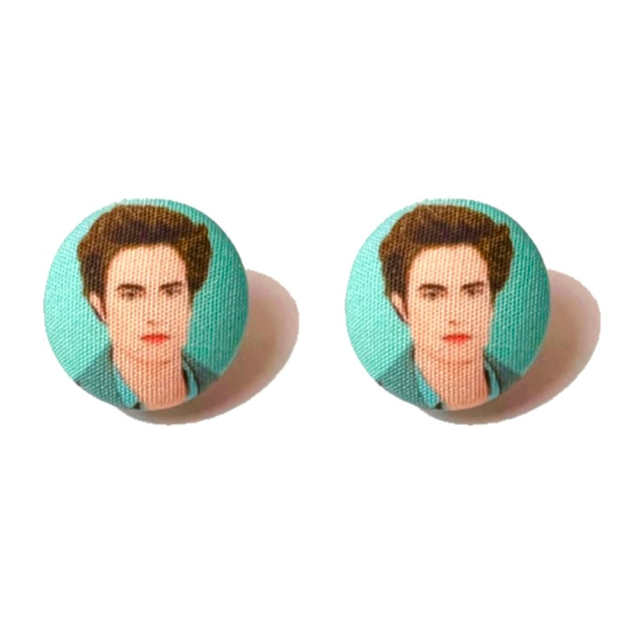Edward Heart Fabric Button Earrings