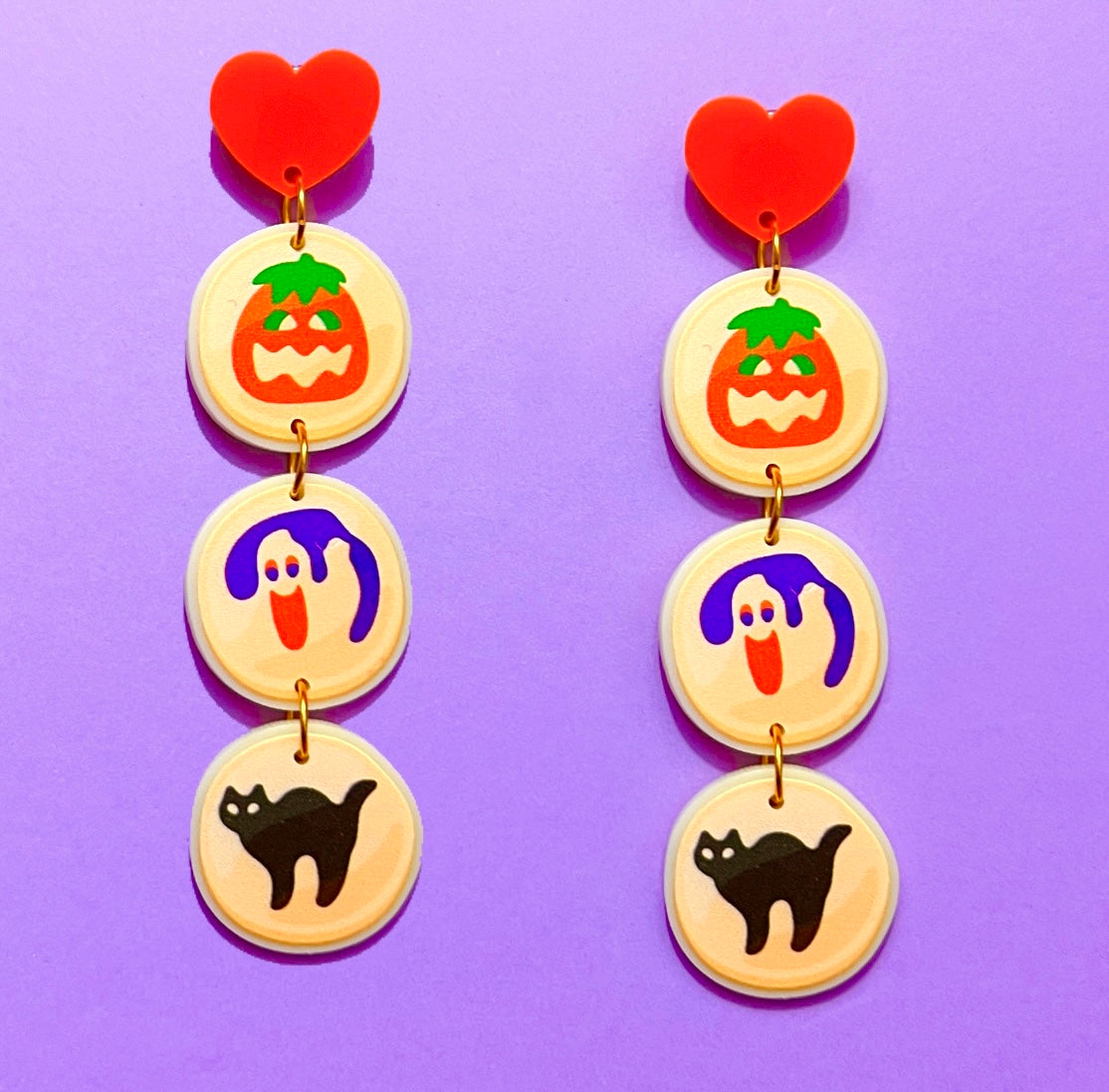 Halloween Cookie Tiered Acrylic Drop Earrings