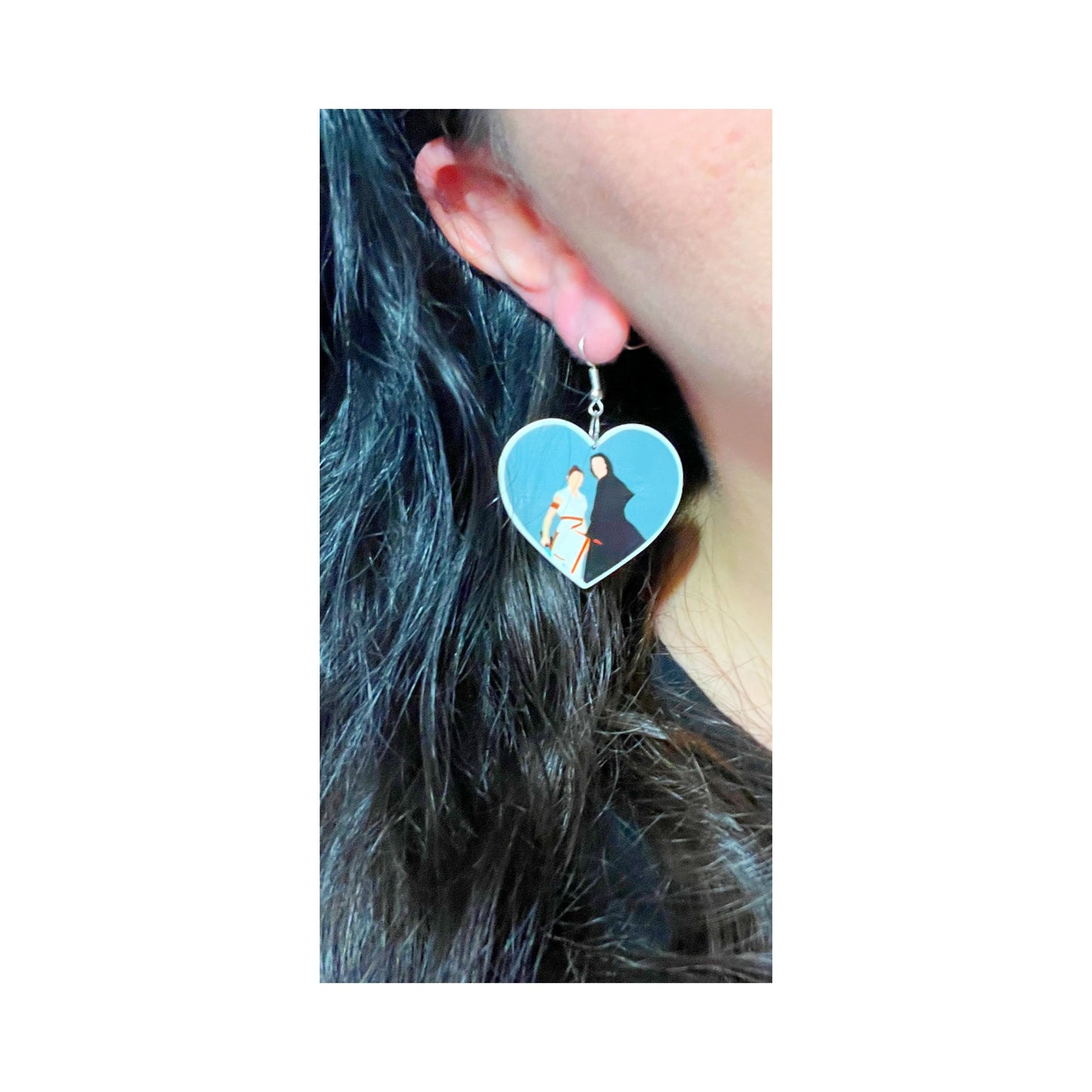 Reylo Inspired Heart Acrylic Drop Earrings