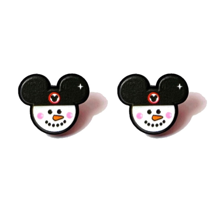 Snowman Mouse Hat Post Earrings