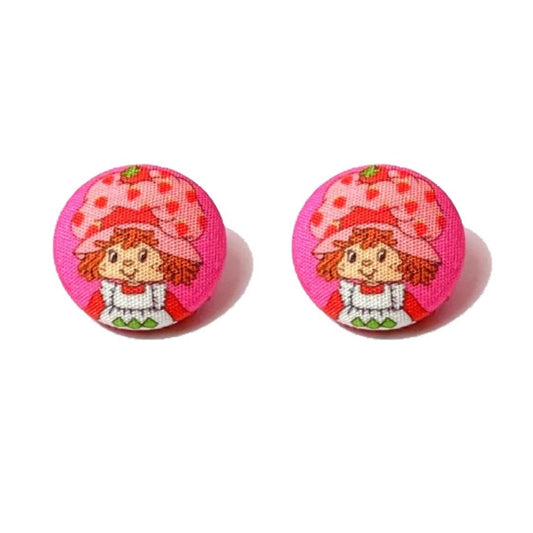 Shortcake Cutie Fabric Button Earrings